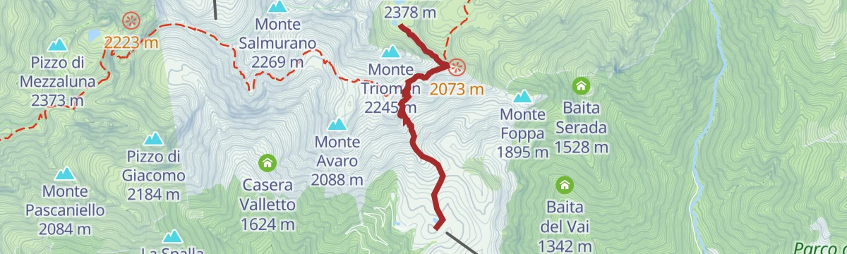 Route map: Dai Piani dell'Avaro ai Laghi di Ponteranica